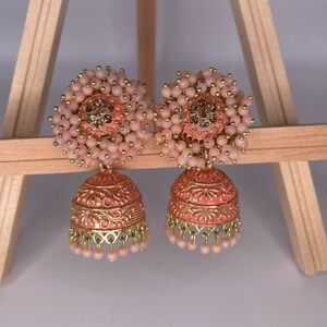 Peach/Coral Dangling Earring/Jhumka Indian Earring